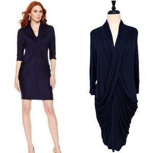 Byron Lars Draped Shawl Collar Dress